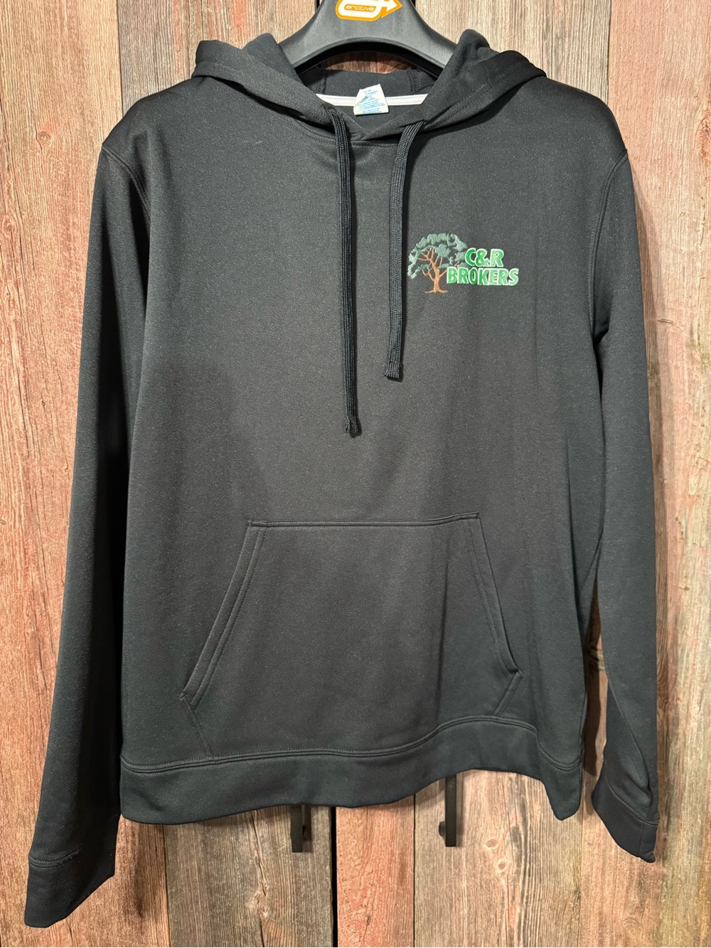 Men's Large Black Hooded Graphic Pullover
